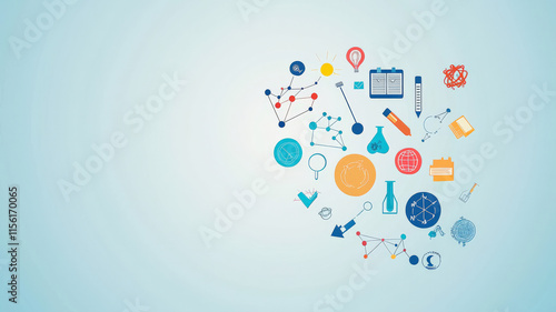 A clean, minimalist background featuring icons for math, science, and literature on a light blue backdrop, perfect for online courses or e-learning platforms to enhance educational content.