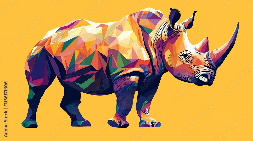 Obraz premium Colorful polygonal illustration of a rhinoceros.