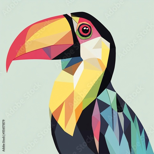 Colorful geometric toucan portrait illustration. photo