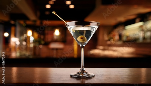 Wallpaper Mural Martini with Olive in Classic Glass on Bar Counter Torontodigital.ca