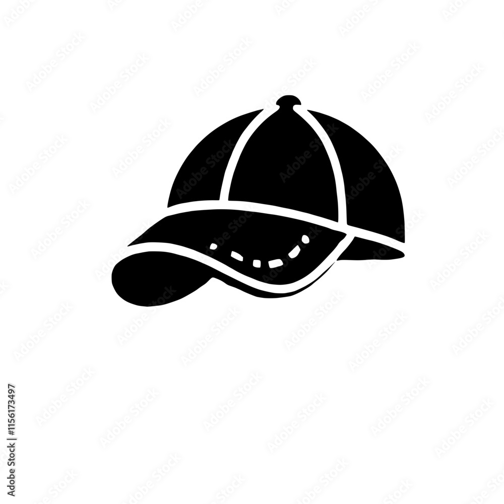Fototapeta premium Baseball Cap Silhouette: A simple, yet stylish, silhouette of a baseball cap, perfect for designs related to sports, fashion, or casual wear.