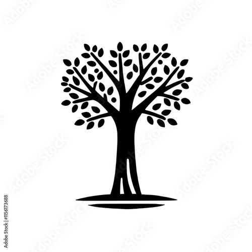 Majestic Tree of Life: A stylized illustration of a majestic tree, symbolizing growth, strength, and longevity.  Its elegant design evokes feelings of peace and tranquility.  photo