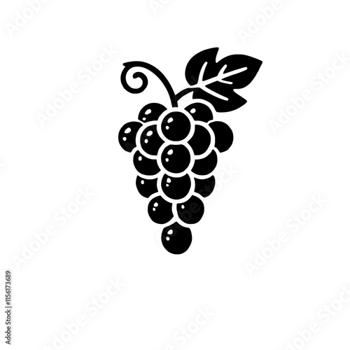 Black and White Grape Silhouette Icon 