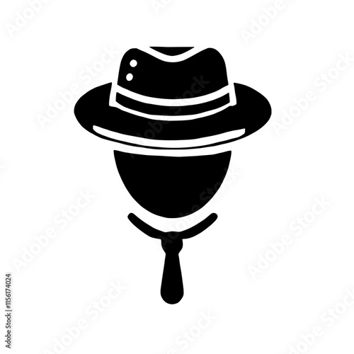 Mystery Man:  A silhouette of a man wearing a fedora and tie, a classic symbol of intrigue, mystery, and anonymity. Perfect for use in detective stories, noir-inspired projects.