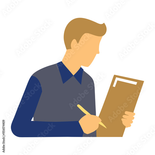 silhouette of a person writing not in a note pad vector