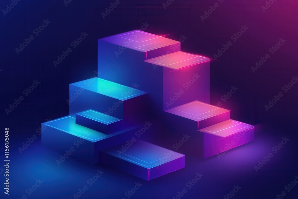 Modern Abstract Composition of Geometric Shapes Featuring Neon Colors and Soft Glows on a Dark Background, Ideal for Technology and Futuristic Themes Modern Abstract Composition of Geometric Shapes Featuring Neon Colors and Soft Glows on a Dark Background, Ideal for Technology and Futuristic Themes