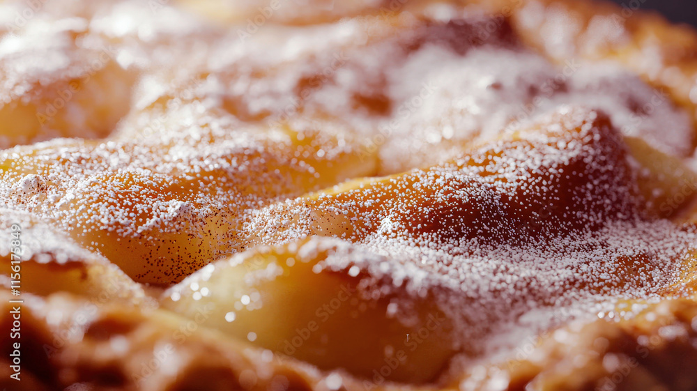 A close-up of a freshly baked apple pie showcasing a golden, flaky crust, perfectly filled with spiced apples and a sprinkle of cinnamon sugar on top, creating an inviting and delicious dessert. A close-up of a freshly baked apple pie showcasing a golden, flaky crust, perfectly filled with spiced apples and a sprinkle of cinnamon sugar on top, creating an inviting and delicious dessert.