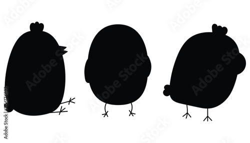 Silhouettes of Chickens for Farm and Food Designs