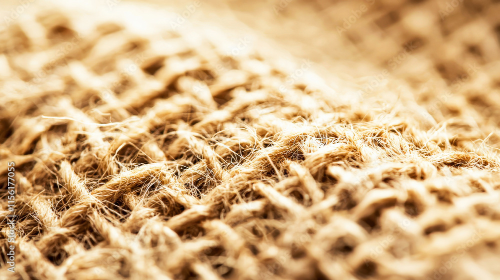 A close-up of a natural linen fabric texture, showcasing its unique weave and soft light and shadows, ideal for eco-conscious branding and sustainable design projects.