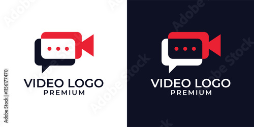 Video Chat with Play Icon Logo Design. Video Call Logo Template Vector. Play Video Chat with Camera Icon Logo. Vector Logo Template of Letter P, Play, Talk, Discussion, Live, Online, Chat, Video, TV.