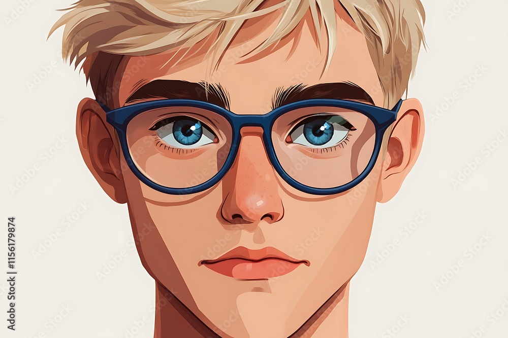 Stylish young man with glasses. Digital illustration of a handsome teen. Stylish young man with glasses. Digital illustration of a handsome teen.