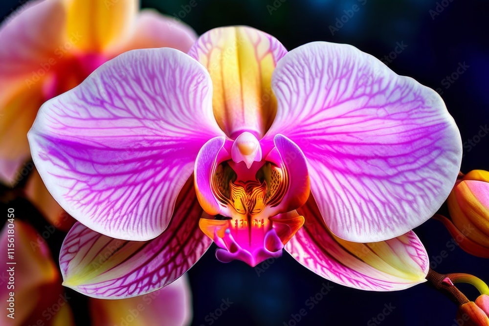 Vibrant orchid blooms with rich magenta, purple hues. Exotic petals in dynamic composition. Natures elegance captured in stunning floral display. Perfect for botanical enthusiasts, decor. Vibrant orchid blooms with rich magenta, purple hues. Exotic petals in dynamic composition. Natures elegance captured in stunning floral display. Perfect for botanical enthusiasts, decor.