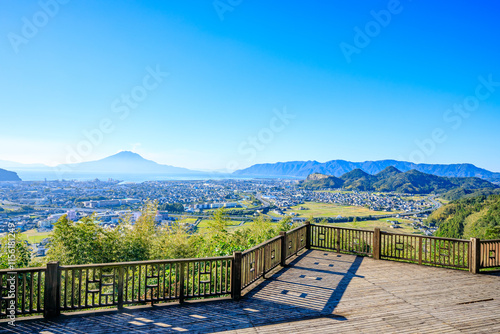 秋の高倉展望台から見た景色　鹿児島県姶良市　The view from Takakura Observation Deck in autumn. Kagoshima Pref, Aira City.
