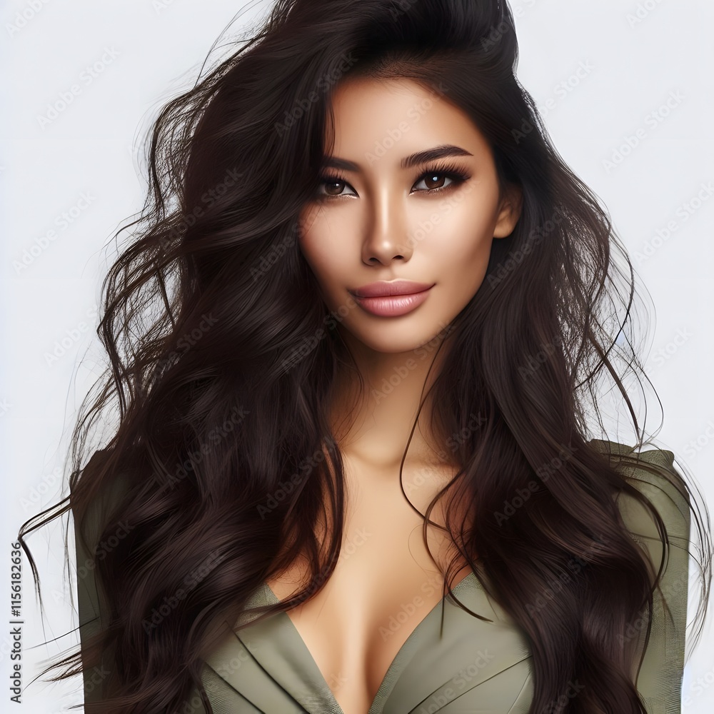 Naklejka premium A Bolivia beautiful Young woman fashion her hair style isolated 4K Bright Picture on white background 4