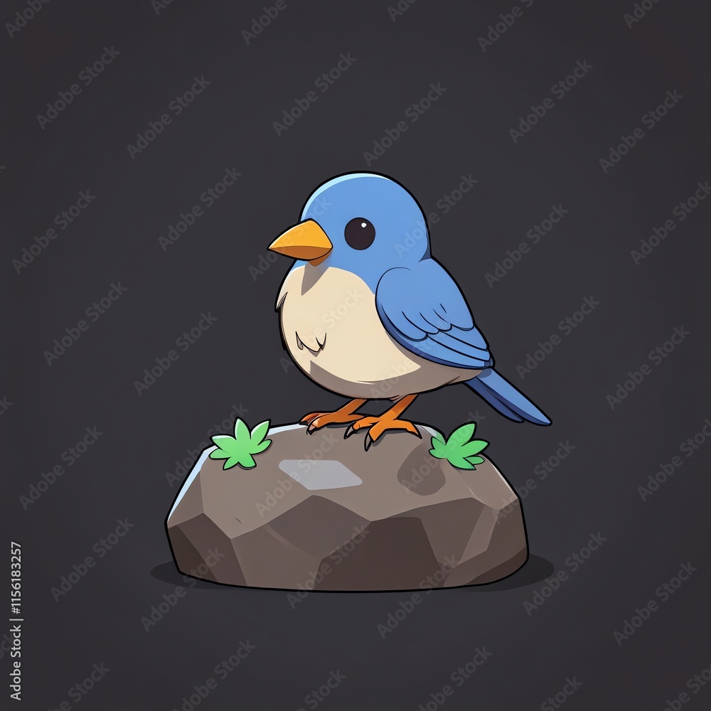 Adorable Blue Bird Perched on a Rock Adorable Blue Bird Perched on a Rock