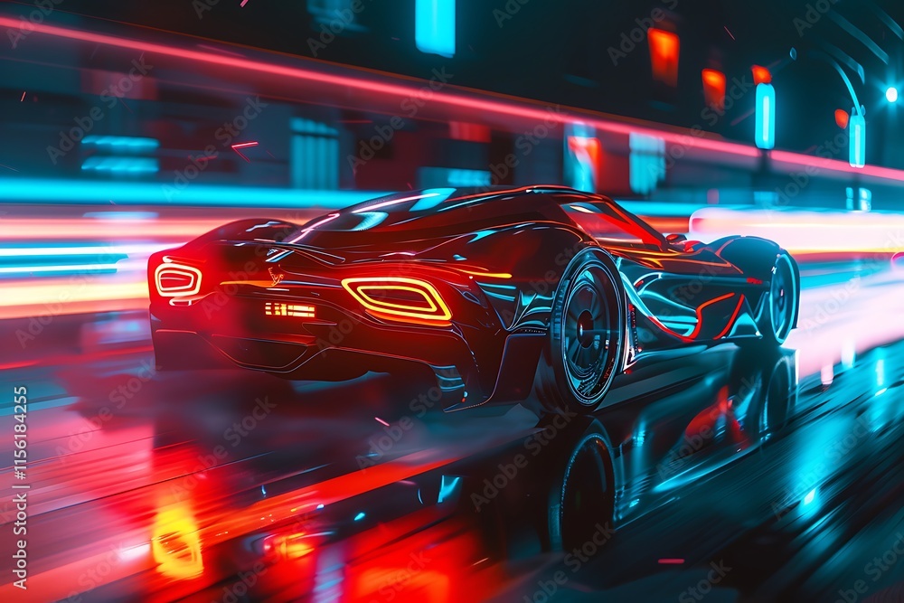 Sport car on the road with motion blur background Sport car on the road with motion blur background