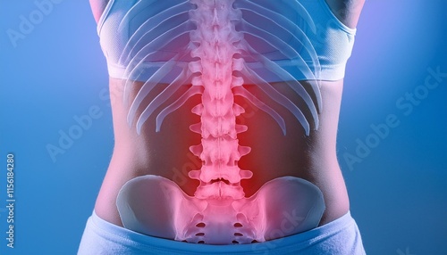 Expressing inflammation and swelling between the lumbar vertebrae photo