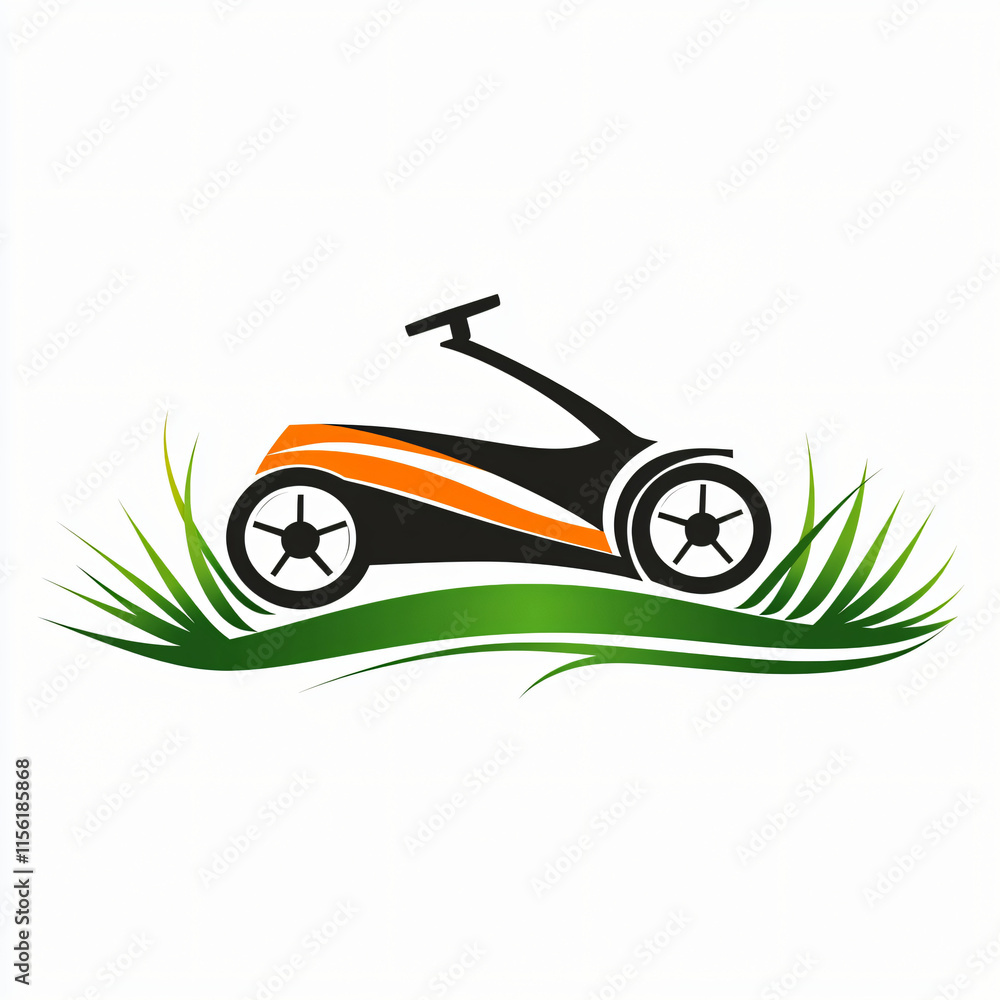 a minimalist lawnmower with grass blades underneath, vector illustration for logo, isolated on white backgroun a minimalist lawnmower with grass blades underneath, vector illustration for logo, isolated on white backgroun