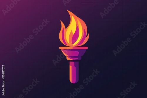 Vibrant Flame Torch Icon Representing Innovation, Knowledge, and Freedom with a Modern Design on a Dark Background