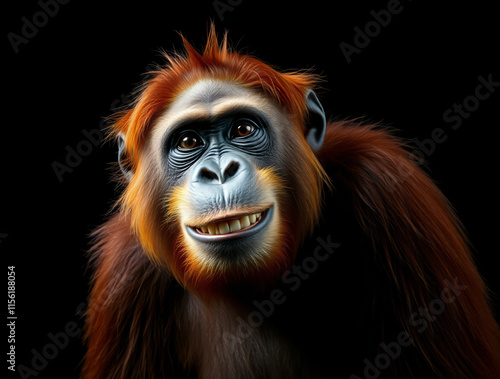Portrait of a Smiling Bornean Orangutan