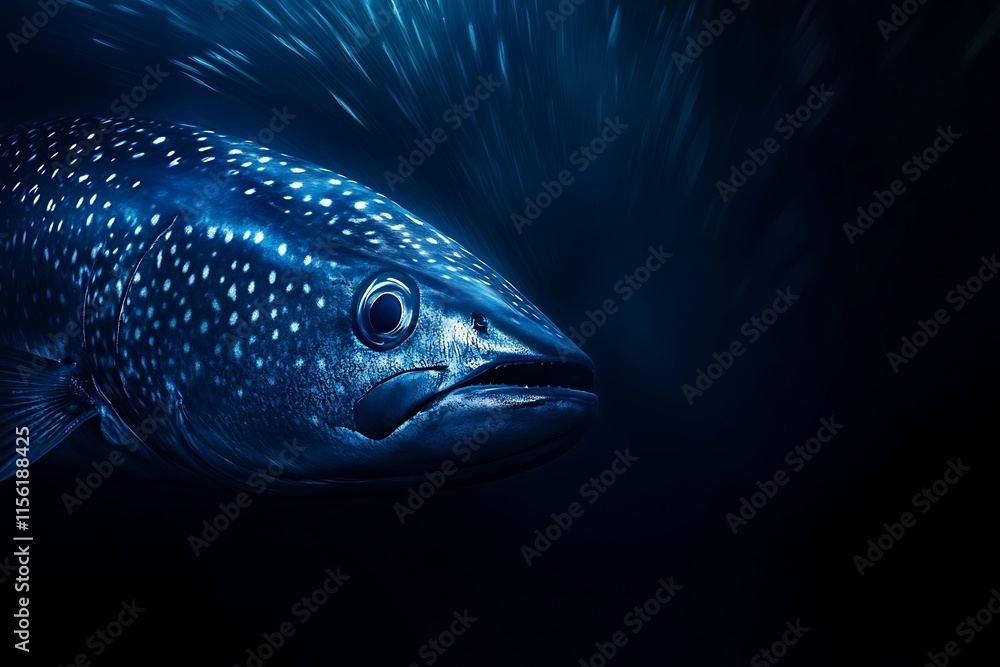 Fototapeta premium Mysterious Deep Sea Fish. Underwater Creature. Marine Life.