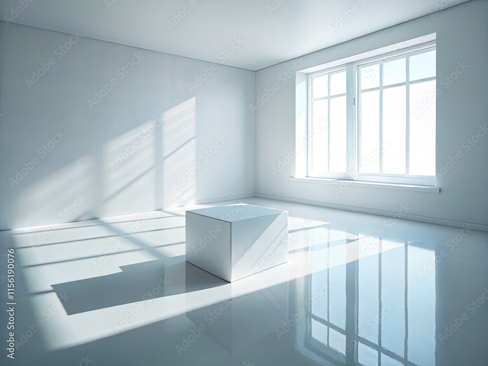 Obraz premium Aerial View White Box White Room Window Interior Design Photography Minimalist Architecture