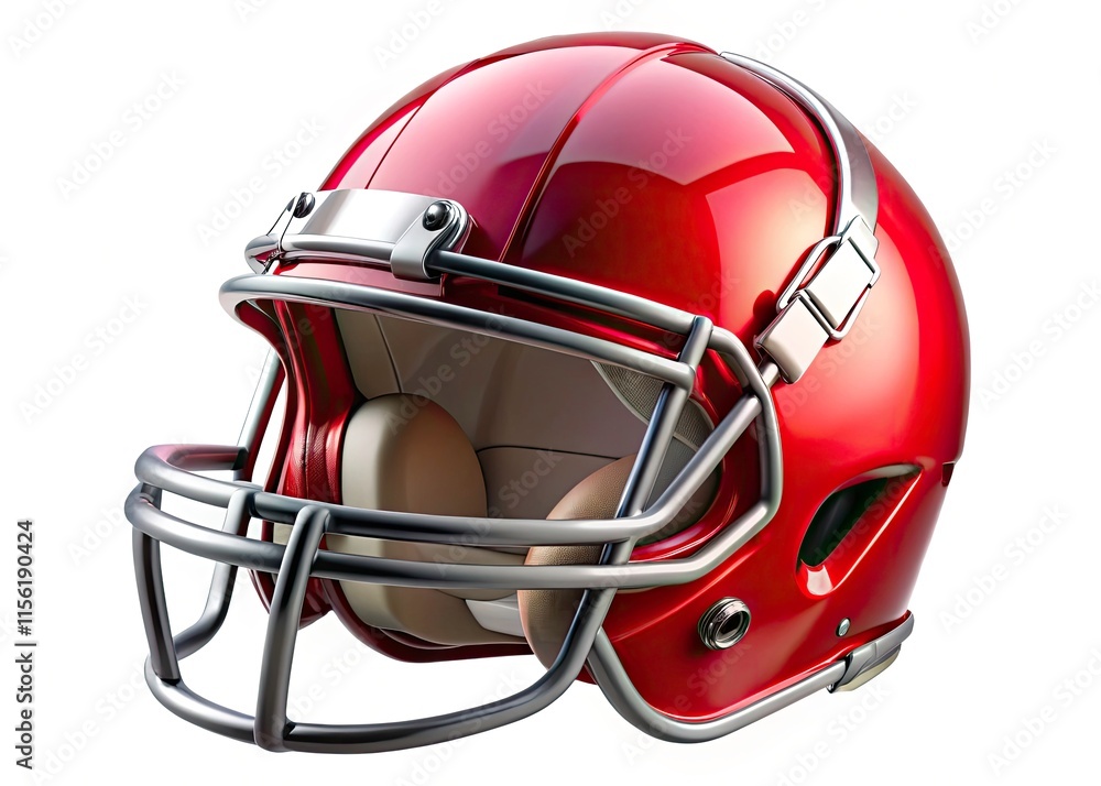 Fototapeta premium American Football Helmet Aerial Photography, Isolated White Background, Sports Equipment Image
