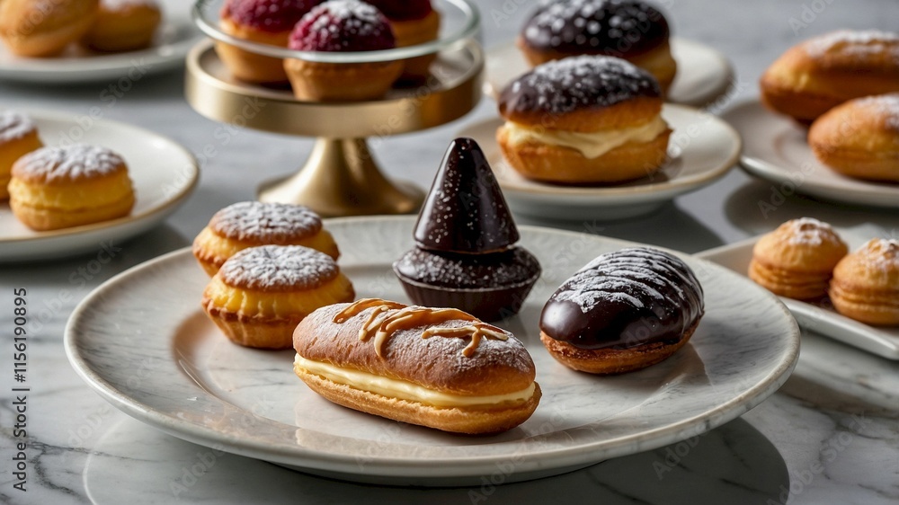 Elegant French Pastries with Gourmet Toppings Elegant French Pastries with Gourmet Toppings