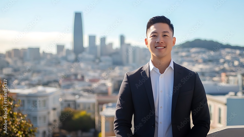 Smiling Man in San Francisco Cityscape Smiling Man in San Francisco Cityscape
