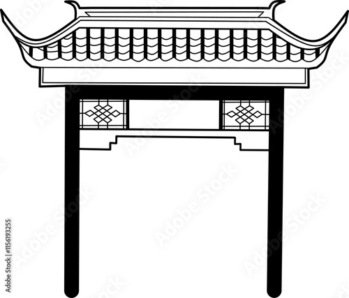 Paifang gates Chinese icon illustration vector