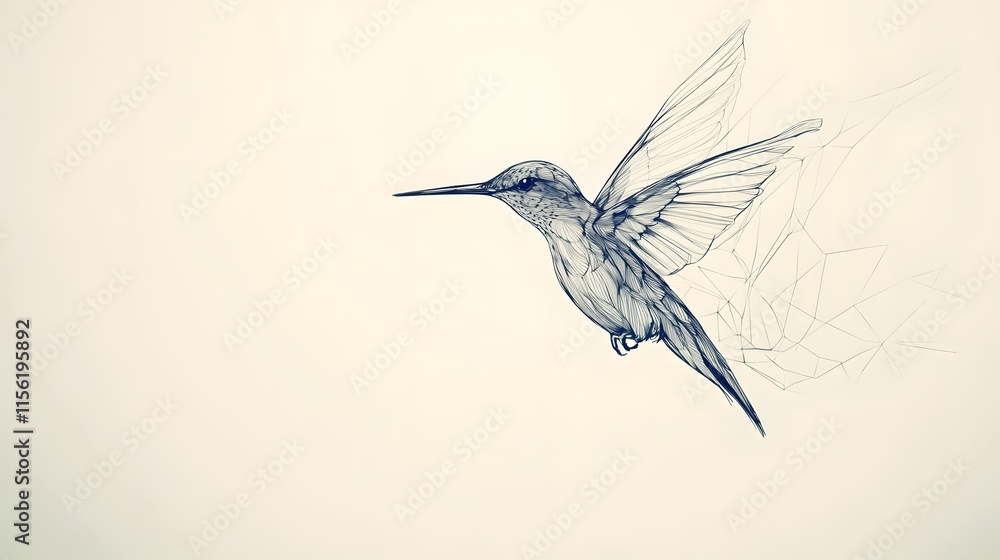 Abstract Line Art Hummingbird In Flight Abstract Line Art Hummingbird In Flight