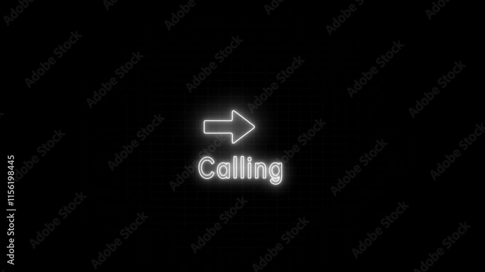 Neon calling icon technology animation on isolated black background. Neon calling icon technology animation on isolated black background.