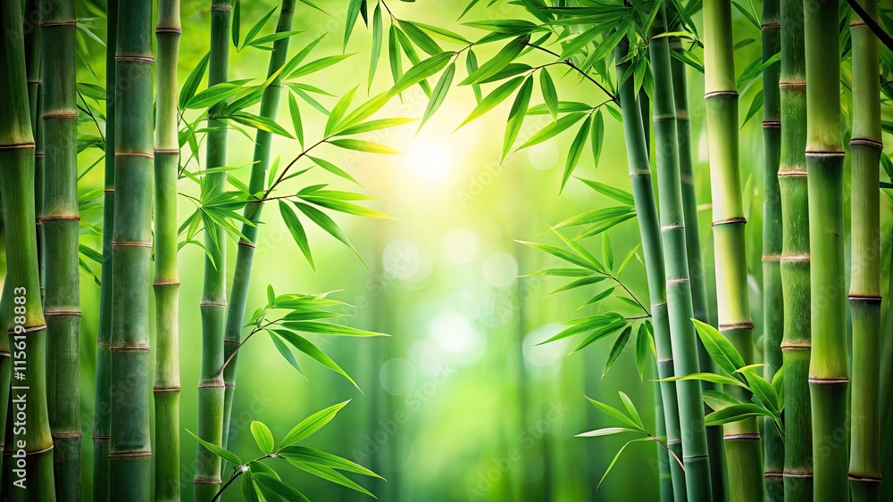 Fototapeta premium Minimalist Green Bamboo Background, Traditional Chinese Medicine, Herbal Remedies, Nature Photography