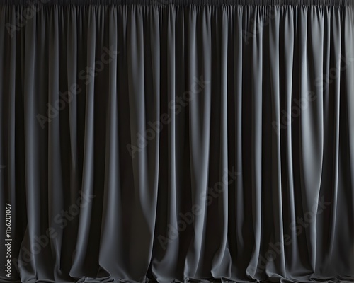 Image of Dark Gray Pleated Curtain