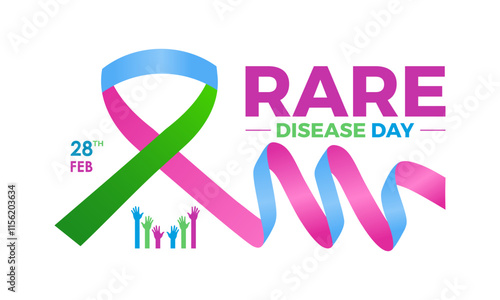 Vector graphic of World Rare Disease Day. February 28. Holiday concept. Design for banner, cards, prints, social media, poster, flyer and background design template.