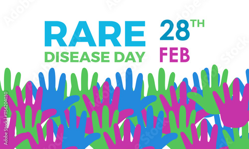 Vector graphic of World Rare Disease Day. February 28. Holiday concept. Design for banner, cards, prints, social media, poster, flyer and background design template.