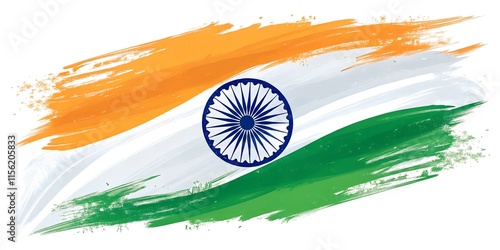 india flag in abstract brush stroke style	
