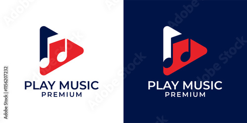 Play music note video audio logo design icon vector template. Vector logo template of music, musician, play, note, streaming, online, live, media, singer, production, modern, melody.