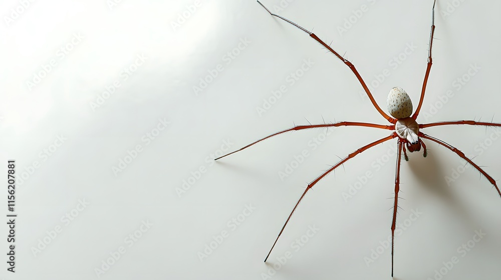A Large Spider With Long Red Legs On White A Large Spider With Long Red Legs On White