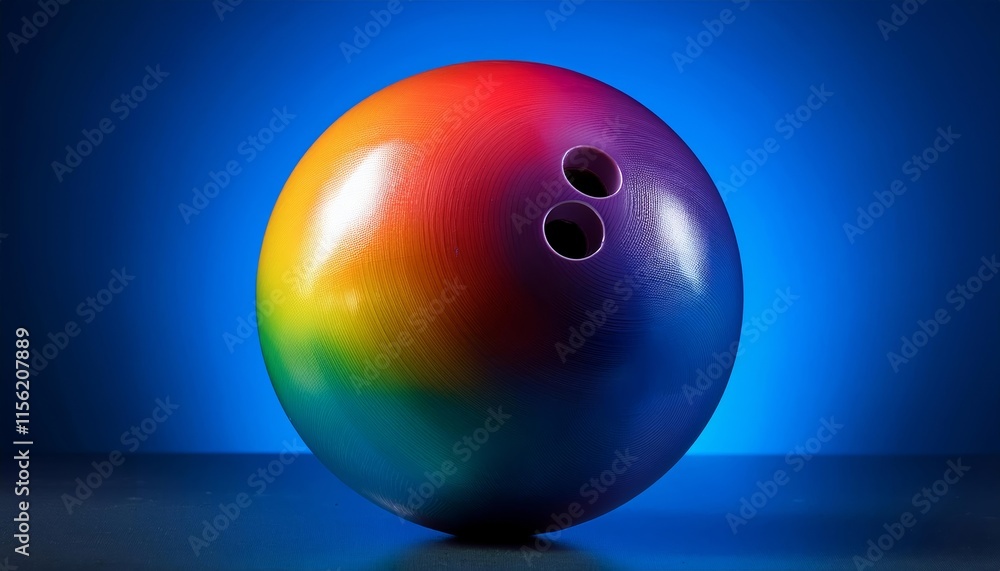 A colorful bowling ball with a black hole in the middle A colorful bowling ball with a black hole in the middle