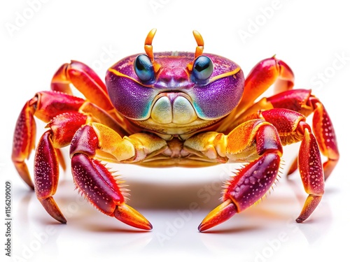 Cute Crab Cartoon Character, Sea Creature, Funny Little Crab, Bright Colors photo