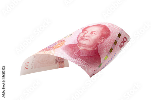 Chinese or asian economic growth concept. chairman MAO zedong's portrait,on 100 Yuan, chinese banknotes, RMB banknotes. Clipping path. photo