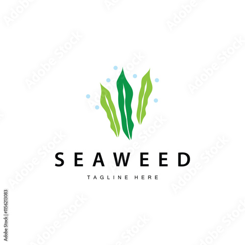seaweed logo illustration beautiful underwater plants where fish live and the natural beauty of the ocean floor