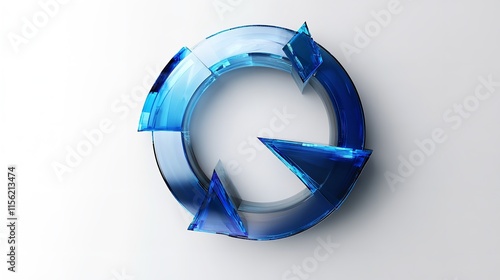 Blue Cycle Arrow 3D Render Icon Isolated on Transparent Background.

