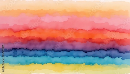 Abstract Watercolor Rainbow Horizontal Stripes Design