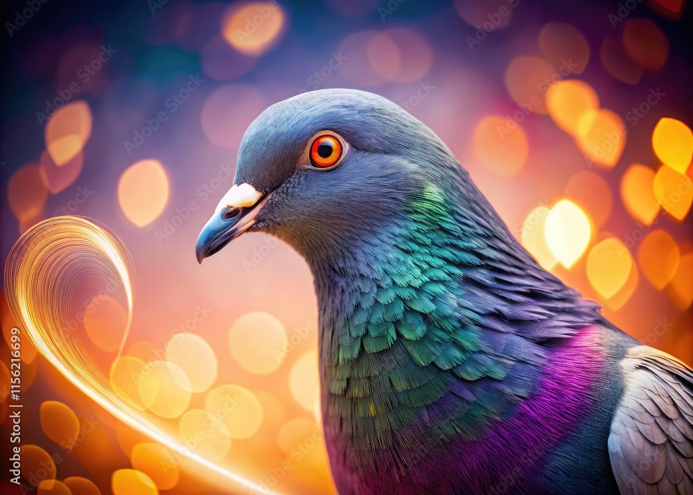 Obraz premium Valentine's Day Pigeon Macro Photography - Heartfelt Love