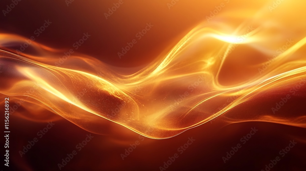 Obraz premium Abstract digital artwork illustration background featuring a flowing wave like pattern in warm tones of orange and gold with smooth, curving lines that create a sense of movement and fluidity