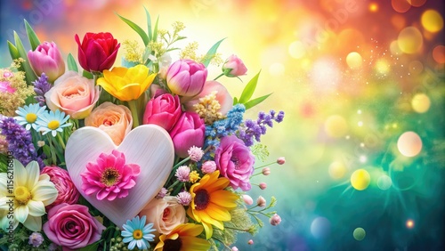 Valentine's Day Spring Bouquet Heart Card AI Art