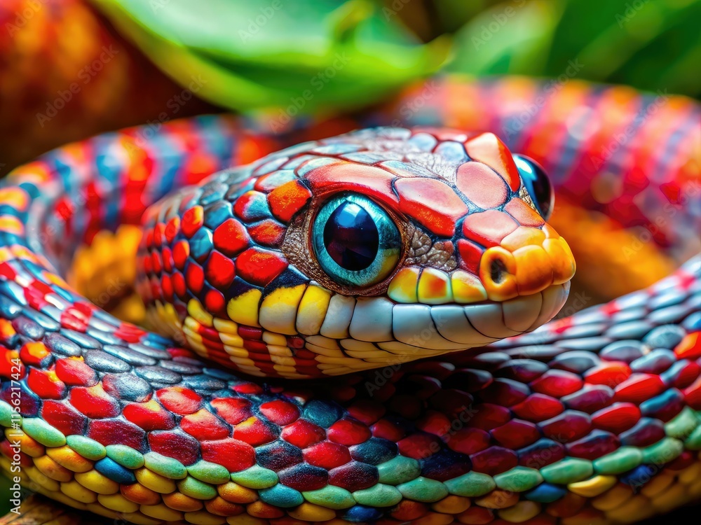 Fototapeta premium Vibrant Snake Pattern, AI Photography, Documentary Style