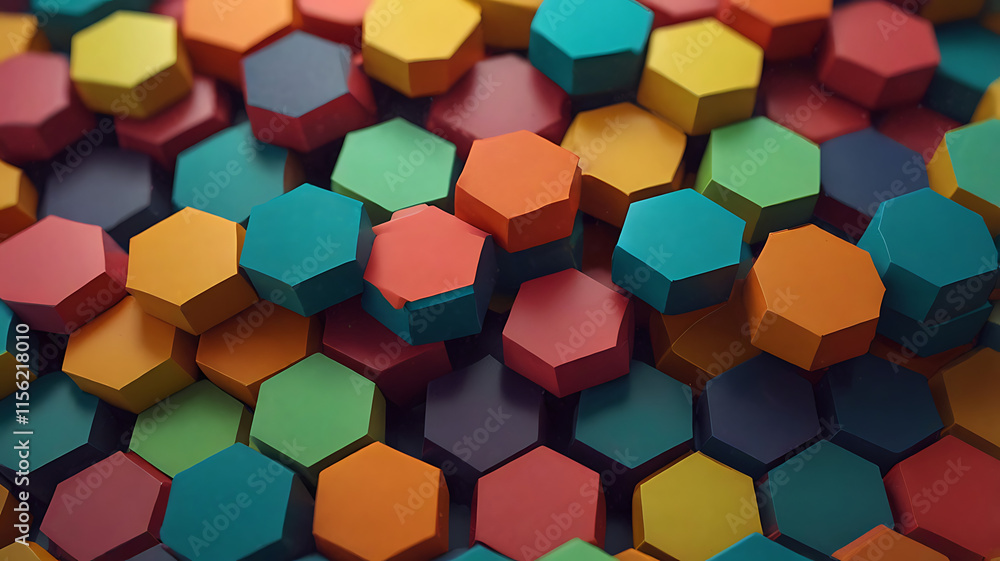 Close-up of three dimensional abstract colorful hexagon pattern Close-up of three dimensional abstract colorful hexagon pattern